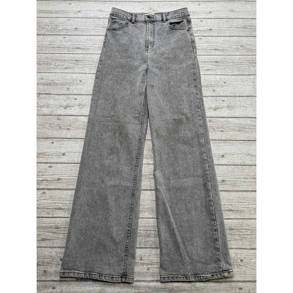 Ardene Jeans Women's 9 Gray Denim Acid Wash High Rise 90s Wide Leg Relaxed Fit